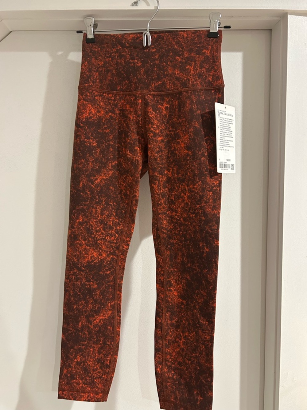 lululemon athletica Red/Orange Marble Wunder Train High-Rise Cropped Leggings